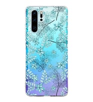 Huawei P30 Pro Uyumlu Kapak Floral Su Yeşili Tasarımlı Şeffaf Silikon Kılıf