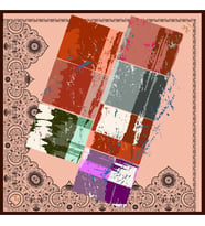 Mandala Desen Black Seri Twill Eşarp Eşarp Askısı ile Birlikte 90x90 cm Somon Si