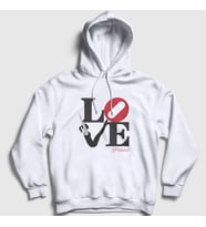 Presmono Unisex Beyaz Love Hediye Pilates Kapüşonlu Sweatshirt 511741tt
