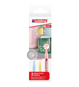 Edding 751 Çok Amaçlı Örtücü Boyama Dekorasyon Markörü 1-2 mm 3'lü Pastel Renkler 