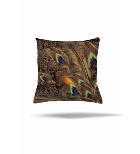 Kahverengi Kuş Tüyü Batik Desen Gizli Fermuarlı Yastık Kılıfı Kırlent Kılıfı Koltuk Yastık Kılıfı