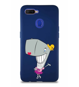 Oppo A5S Soft Premier Kapak Pearl Yengeç Tasarımlı Silikon Kılıf - Lacivert (Şeffaf)
