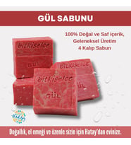 Bitkiselce Saf ve doğal içeriklerle Gül Sabunu  450 gr (4 Kalıp)