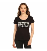 Bant Giyim - Led Zeppelin Siyah Kadın T-shirt Tişört