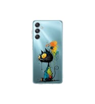 Samsung Galaxy M35 ile Uyumlu Splash Kedi Tasarımlı Şeffaf Silikon Kılıf