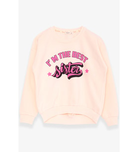 Breeze Kız Çocuk Sweatshirt Yazı Baskılı 9-14 Yaş, Krem
