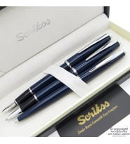 Scrikss 33 3'Lü Set Lacivert  Dolma Kalem + Roller Kalem + Tükenmez Kalem Seti  Scrikss Vintage  İsme Özel Kalem  Hediye Kalem