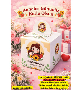 Anneler Günü Hediye Kutusu 5’li Set – Özel Tasarım Anneler Gününüz Kutlu Olsun Kutuları 8,8x8,8 cm