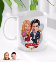 BK Gift Kişiye Özel İsimli Sevgililer Karikatürlü Beyaz Kupa Bardak-94-1