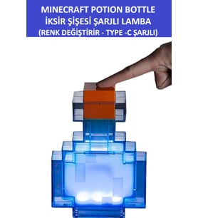Renkli Minecraft İksir Şişesi, USB Type-C Şarjlı, Eğlenceli ve Şık Hediye (Krem)