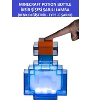 Renkli Minecraft İksir Şişesi, USB Type-C Şarjlı, Eğlenceli ve Şık Hediye (Krem)