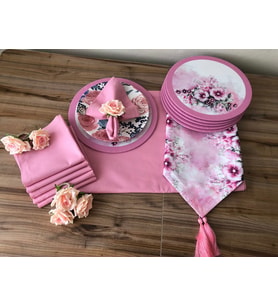 SOFRA SUNUM TAM SET GÜL DETAYLI (Krem)