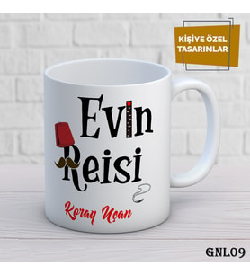 Kişiye Özel Kupa  İsimli & Fotoğraflı Premium Hediye Bardak Evin Reisi