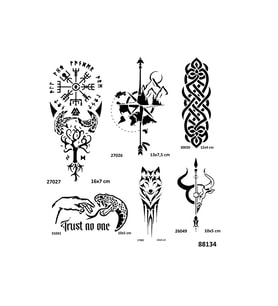 Tribal ve Pusula 6 Adet Stencil Dövme Kalıbı Spreysiz Sadece Şablon
