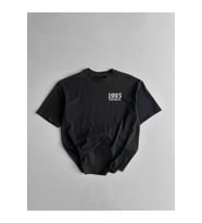 Baskılı Oversize Bisiklet Yaka T-shirt - Siyah