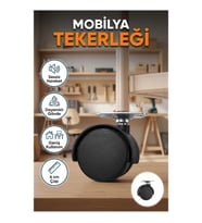 6 cm Kilitsiz Döner Mobilya Tekerleği Tekli