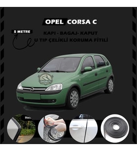 Opel Corsa C Oto Araç Kapı Koruma Fitili 5metre Parlak Siyah Renk