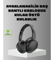 Siyah Kablosuz Bluetooth Kulaklık 300 mAh Hızlı Şarj Katlanabilir Pedli