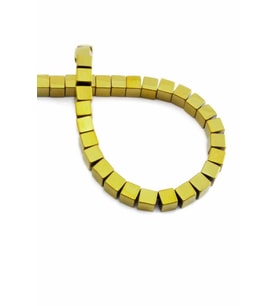 Hematit Doğal Taş Parlak Gold Küp Kesim 6x6mm Dizi [AA]