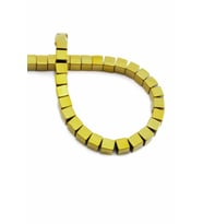 Hematit Doğal Taş Parlak Gold Küp Kesim 6x6mm Dizi [AA]