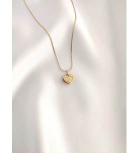Kadın 316L Paslanmaz Çelik Gold Minimal Sade Kalp Kolye