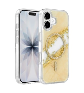 Onegif Apple iPhone 16 Lotus Simli Magsafe Kapak - Gümüş