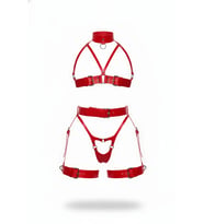 Mulvxbrf Brf02 Kırmızı Harness Takım Deri Yüksek Yaka Gerdanlık Detaylı - Brf1378 (Mulvix)