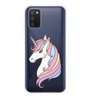 Samsung Galaxy A02s Uyumlu Kapak Unicorn Tasarımlı Şeffaf Silikon Kılıf