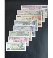 6.Emisyon 7. Emisyon 8  Adet Türk Lirası Eski Koleksiyon Kağıt Para. Para Koleksiyonu. Hatıra Para. Antıka Para
