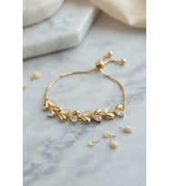 Gold Renk Damla Model Zirkon Taşlı Asansörlü Kadın Bileklik TJ-BB8911