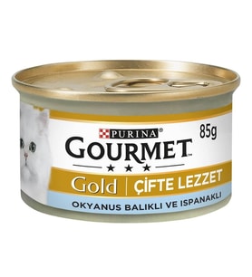Gourmet Gold Ispanak Soslu Okyanus Balıklı Kedi Konservesi 85 gr