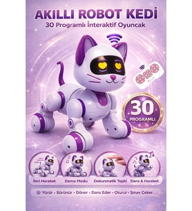 Akıllı Robot Kedi Kumandalı 30 Programlı Şarjlı Dokunmatik Dans Eden İnteraktif Oyuncak