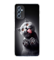 PrintiFy Samsung Galaxy M52 ile Uyumlu 1mm Slim Fit Kedi 2 050c Baskılı Şeffaf  Kılıf