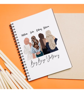4 Kız Arkadaş Tasarımlı Kişiye Özel Defter