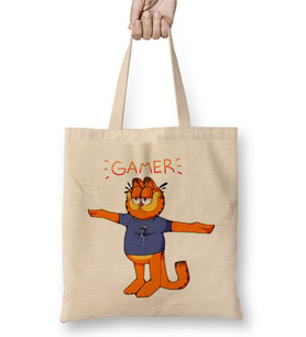 Gamer Garfield Crazy Frog T Pose 01 Bez Çanta Uzun Saplı