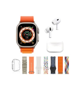 Xiaomi Mi 10T Uyumlu I20 Ultra Max 49mm 7 Kordon + Air Pro Ve Kasa Koruyucu Akıllı Saat (Krem)
