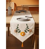Sarı Papatya Punch İşlemeli Runner 35x140 cm