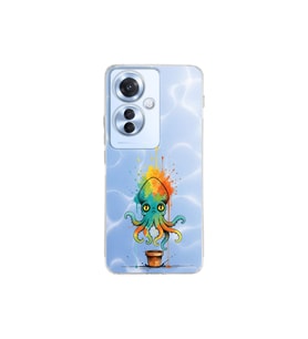 Oppo Reno 11F ile uyumlu Splash ahtapot tasarımlı şeffaf silikon kılıf