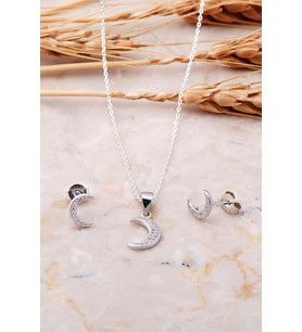 Hilal Tasarımlı Gümüş İkili Set 1844