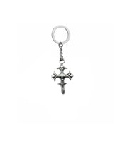 Kuru Kafa ve Haç Figürlü Metal Anahtarlık – Unisex Gotik & Alternatif Aksesuar