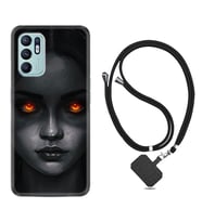 Oppo Reno 6 Kılıf Resimli Boyun Askılı İpli Desenli Silikon Series Dark Woman 1887