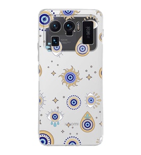 PrintiFy Xiaomi Mi 11 Ultra ile Uyumlu Nazar Boncuğu 5 Baskılı Kamera Korumalı Şeffaf Silikon Kılıf