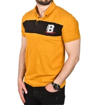 DeepSEA Erkek  Slim Fit Nefes Alan Pamuklu Kumaş Dar Kesim Kıvrılmaz Yaka Polo Yaka Tişört 2503019 (Hardal Sarısı)