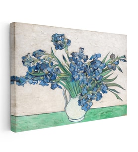 Kanvas Tablo Van Gogh Beyaz Vazoda Mavi İrisler Ressam Tablosu Ev Ofis Duvar Dekoru