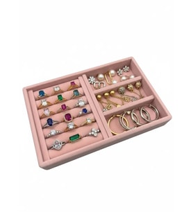 Venedik Model Süet Kumaş Pembe Renk 22 cm / 14 cm Çekmece İçi Takı Standı