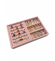 Venedik Model Süet Kumaş Pembe Renk 22 cm / 14 cm Çekmece İçi Takı Standı