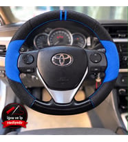 Toyota Prius XW30 Dikme Direksiyon Kılıfı Delikli Deri Parlak Siyah Mavi Detay Çift Yüzük ve Dikiş 2012-2015