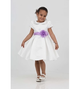 Babyhola 1-5 Yaş Özel Tasarım Gül Detaylı Kuşaklı Kız Çocuk Saten Abiye Balo Elbisesi 7152 (Mor)