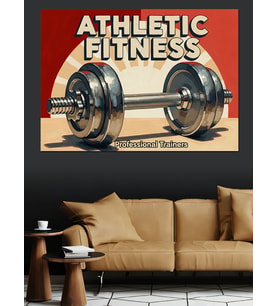 Athletic Fitness Motivasyonel Dambıl Sanatı Dekoratif Kanvas - Mdf Ahşap Tablo