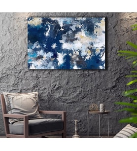 Tablolife Mavi Rüyalar Yağlı Boya Dokulu Tablo 90X120,Çerçeve;Siyah